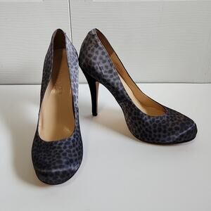 Talbots Women's‎ Gray & Black Cheetah Print Pumps Heels Size 7 Suede 4.5 Heel